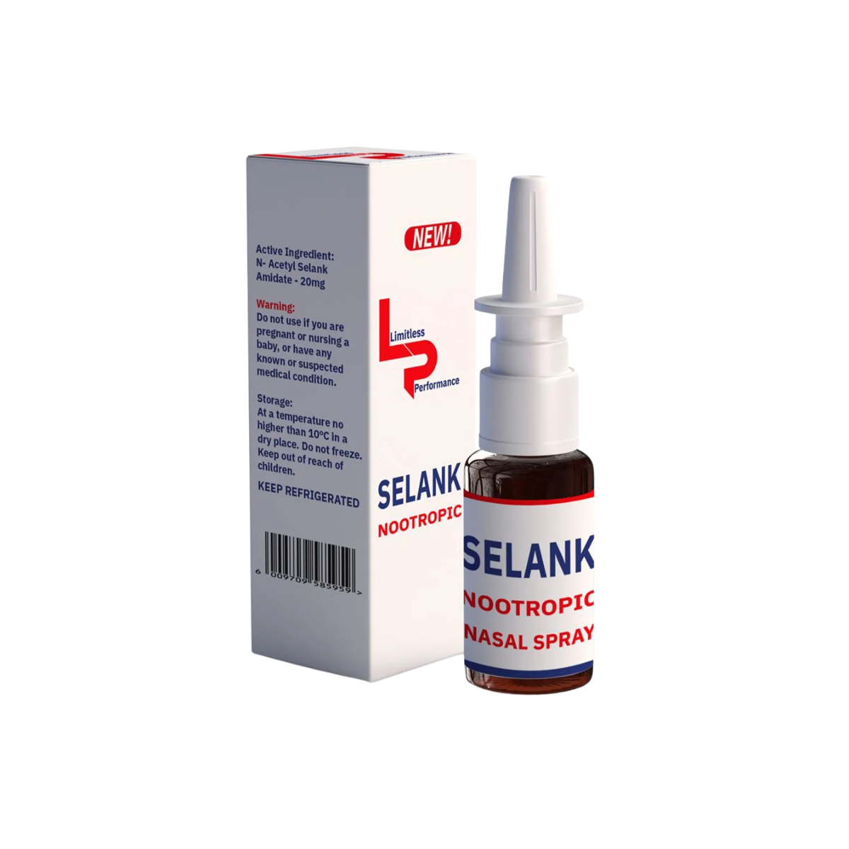 Selank Nootropic Nasal Spray bottle and packaging on a white background